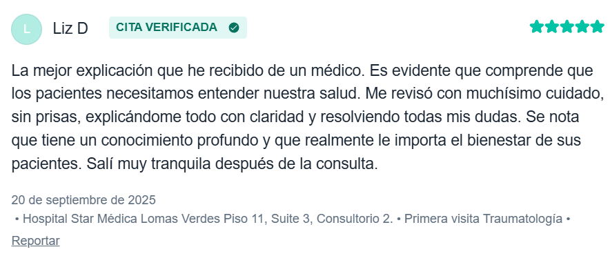 Testimonio - Ortopedista y traumatologo en Naucalpan de Juarez