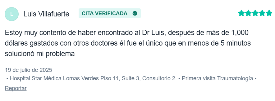 Testimonio - Ortopedista y traumatologo en Naucalpan de Juarez
